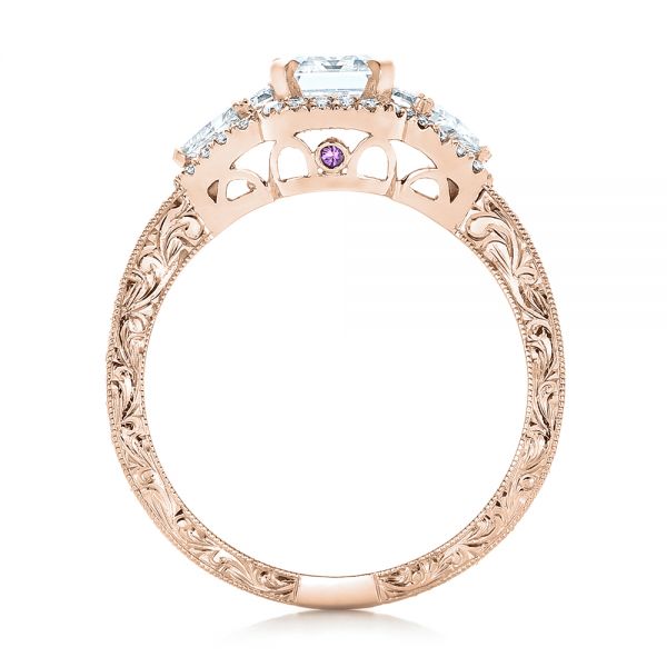 14k Rose Gold 14k Rose Gold Custom Diamond Halo Engagement Ring - Front View -  102263