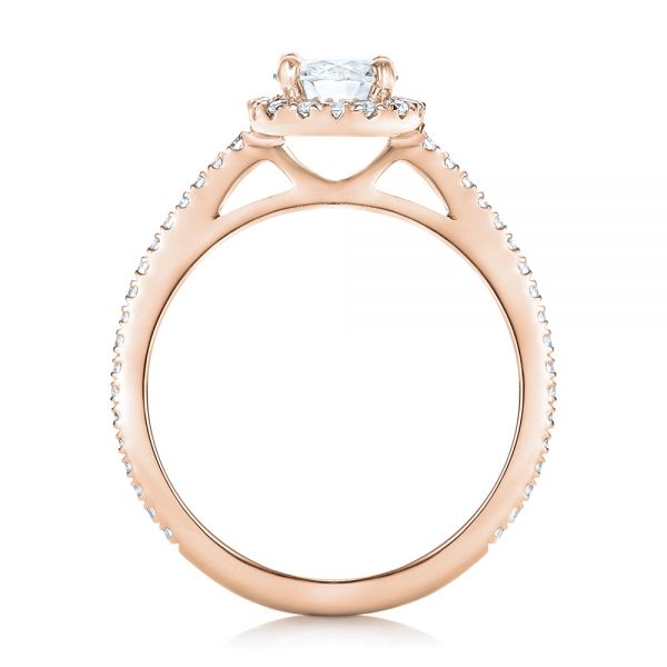 18k Rose Gold 18k Rose Gold Custom Diamond Halo Engagement Ring - Front View -  102317
