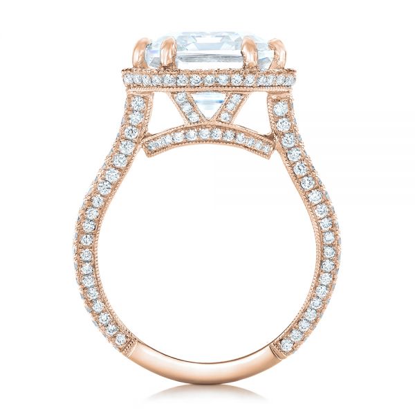 14k Rose Gold 14k Rose Gold Custom Diamond Halo Engagement Ring - Front View -  102368