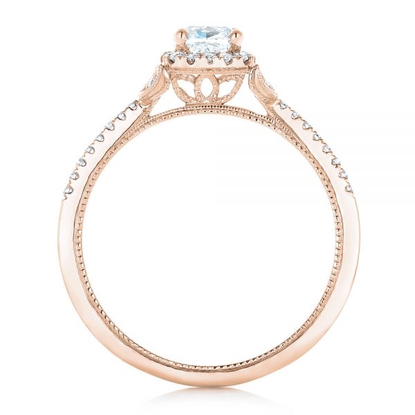 18k Rose Gold 18k Rose Gold Custom Diamond Halo Engagement Ring - Front View -  102420