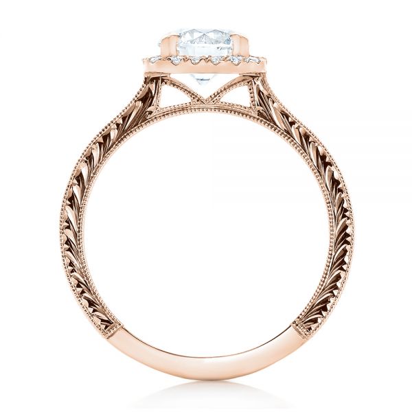 18k Rose Gold 18k Rose Gold Custom Diamond Halo Engagement Ring - Front View -  102422