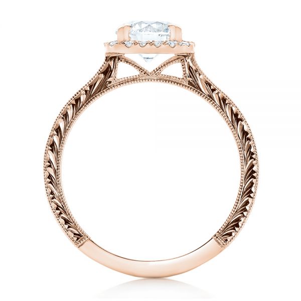 14k Rose Gold 14k Rose Gold Custom Diamond Halo Engagement Ring - Front View - 102422
