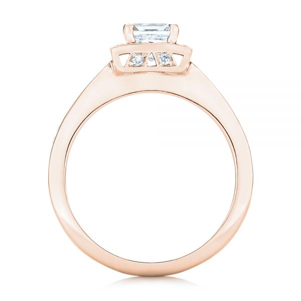 14k Rose Gold 14k Rose Gold Custom Diamond Halo Engagement Ring - Front View -  102437