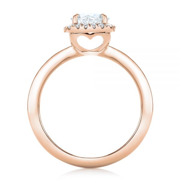 18k Rose Gold 18k Rose Gold Custom Diamond Halo Engagement Ring - Front View -  102460