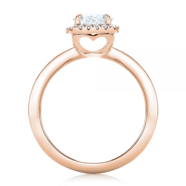 14k Rose Gold 14k Rose Gold Custom Diamond Halo Engagement Ring - Front View - 102460