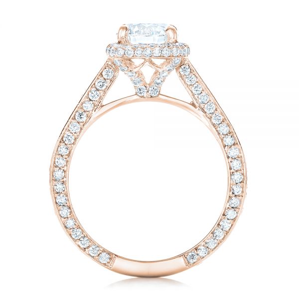 18k Rose Gold 18k Rose Gold Custom Diamond Halo Engagement Ring - Front View -  102468