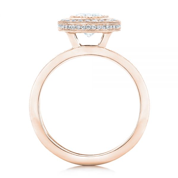 14k Rose Gold 14k Rose Gold Custom Diamond Halo Engagement Ring - Front View -  102542