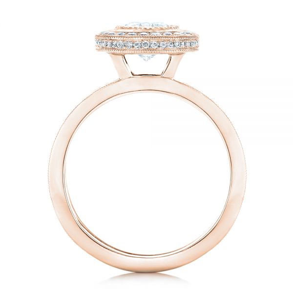 14k Rose Gold 14k Rose Gold Custom Diamond Halo Engagement Ring - Front View - 102542
