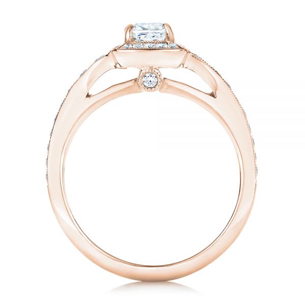 14k Rose Gold 14k Rose Gold Custom Diamond Halo Engagement Ring - Front View - 102597