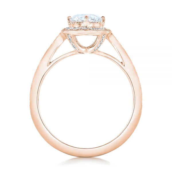 18k Rose Gold 18k Rose Gold Custom Diamond Halo Engagement Ring - Front View -  102692