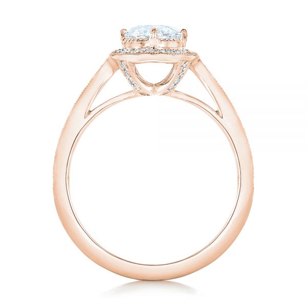 14k Rose Gold 14k Rose Gold Custom Diamond Halo Engagement Ring - Front View - 102692