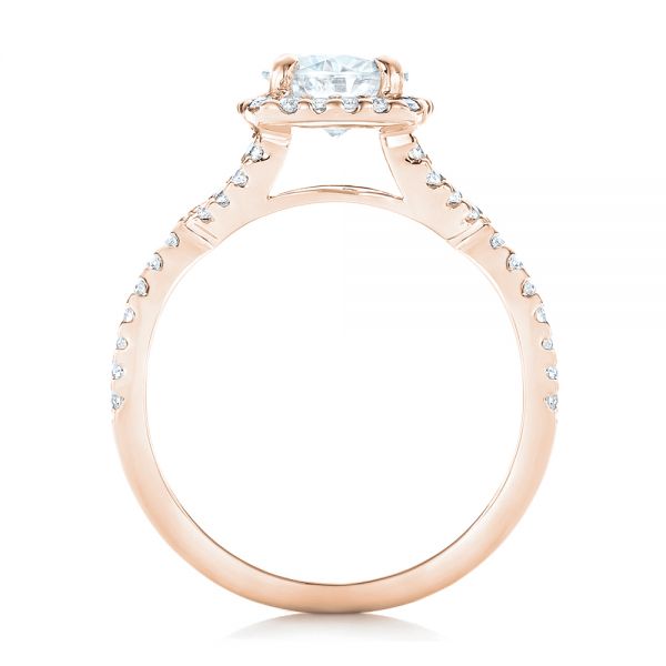 18k Rose Gold 18k Rose Gold Custom Diamond Halo Engagement Ring - Front View -  102748