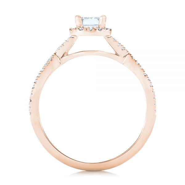 14k Rose Gold 14k Rose Gold Custom Diamond Halo Engagement Ring - Front View - 102751