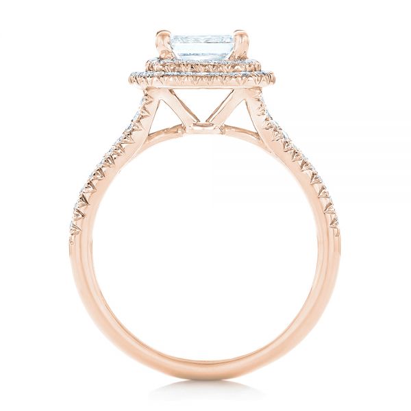18k Rose Gold 18k Rose Gold Custom Diamond Halo Engagement Ring - Front View - 102771