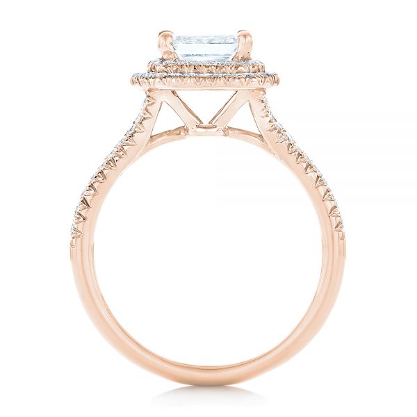 18k Rose Gold 18k Rose Gold Custom Diamond Halo Engagement Ring - Front View -  102771