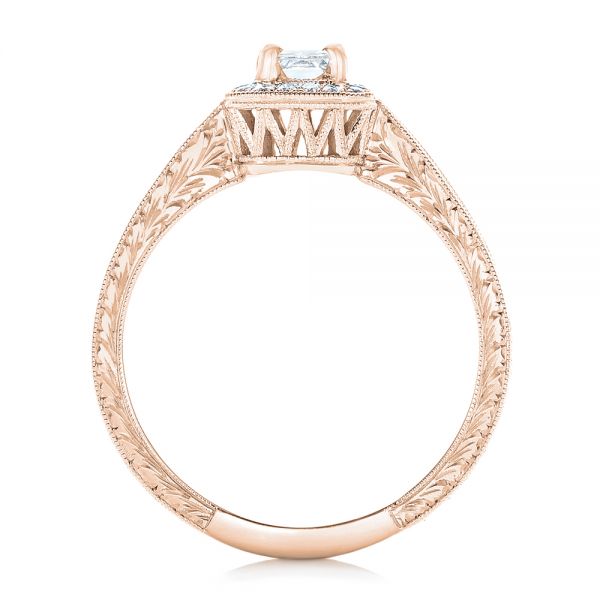 14k Rose Gold 14k Rose Gold Custom Diamond Halo Engagement Ring - Front View -  102813