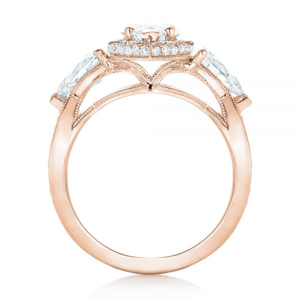 18k Rose Gold 18k Rose Gold Custom Diamond Halo Engagement Ring - Front View -  102873