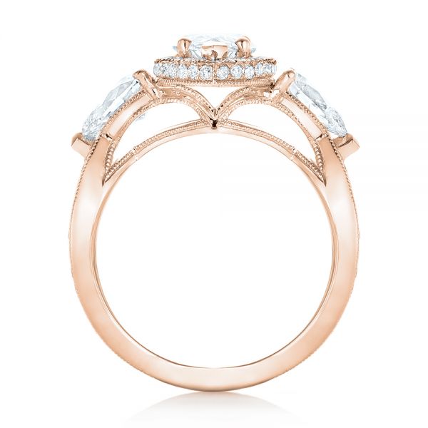 14k Rose Gold 14k Rose Gold Custom Diamond Halo Engagement Ring - Front View - 102873