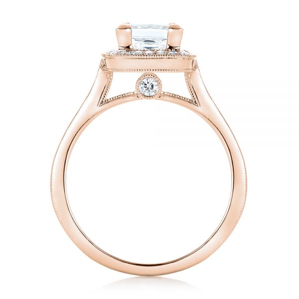 18k Rose Gold 18k Rose Gold Custom Diamond Halo Engagement Ring - Front View -  102882