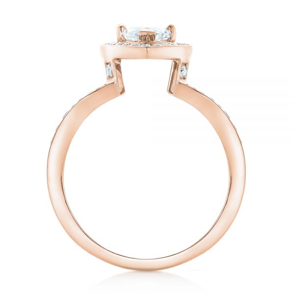 18k Rose Gold 18k Rose Gold Custom Diamond Halo Engagement Ring - Front View -  102910