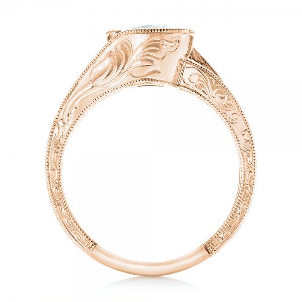 14k Rose Gold 14k Rose Gold Custom Diamond Halo Engagement Ring - Front View - 102936
