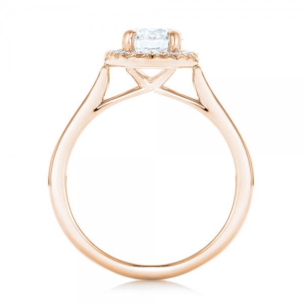 14k Rose Gold 14k Rose Gold Custom Diamond Halo Engagement Ring - Front View -  103002