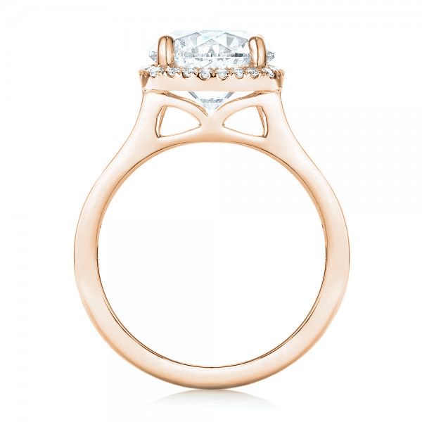 14k Rose Gold 14k Rose Gold Custom Diamond Halo Engagement Ring - Front View -  103005
