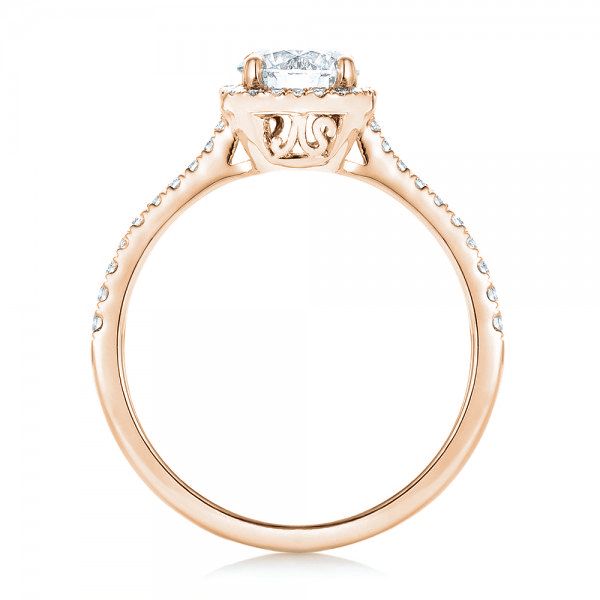 14k Rose Gold 14k Rose Gold Custom Diamond Halo Engagement Ring - Front View -  103037