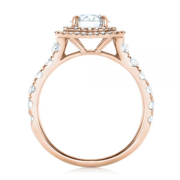 18k Rose Gold 18k Rose Gold Custom Diamond Halo Engagement Ring - Front View -  103139