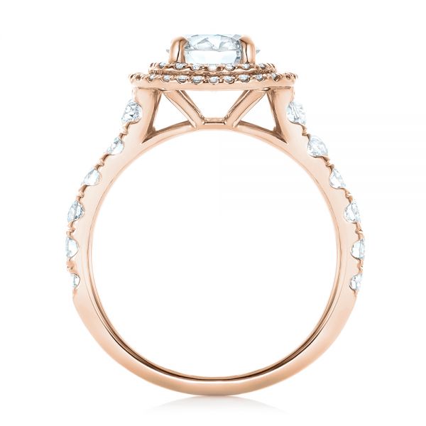 18k Rose Gold 18k Rose Gold Custom Diamond Halo Engagement Ring - Front View - 103139