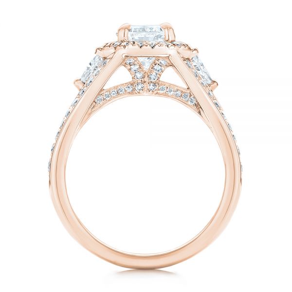 18k Rose Gold 18k Rose Gold Custom Diamond Halo Engagement Ring - Front View -  103157