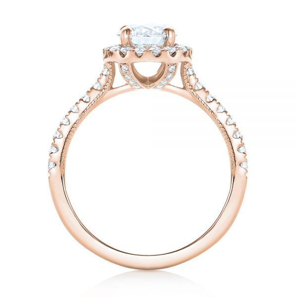 18k Rose Gold 18k Rose Gold Custom Diamond Halo Engagement Ring - Front View -  103268