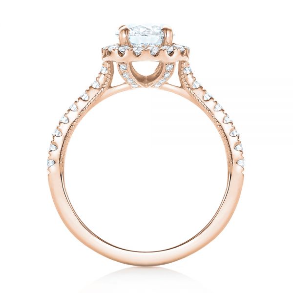 14k Rose Gold 14k Rose Gold Custom Diamond Halo Engagement Ring - Front View - 103268