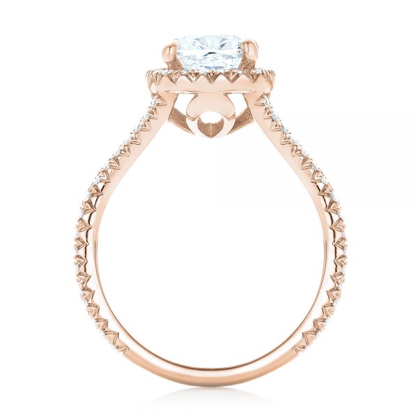 14k Rose Gold 14k Rose Gold Custom Diamond Halo Engagement Ring - Front View -  103353