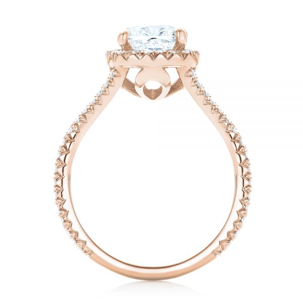 18k Rose Gold 18k Rose Gold Custom Diamond Halo Engagement Ring - Front View - 103353