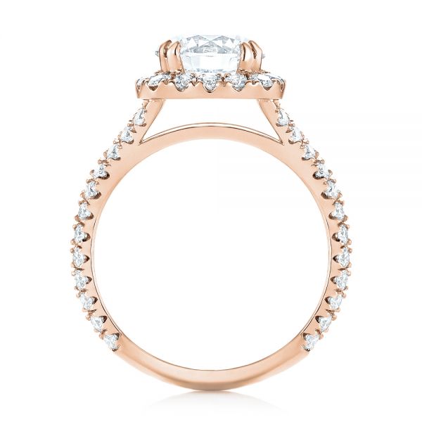 14k Rose Gold 14k Rose Gold Custom Diamond Halo Engagement Ring - Front View -  103357