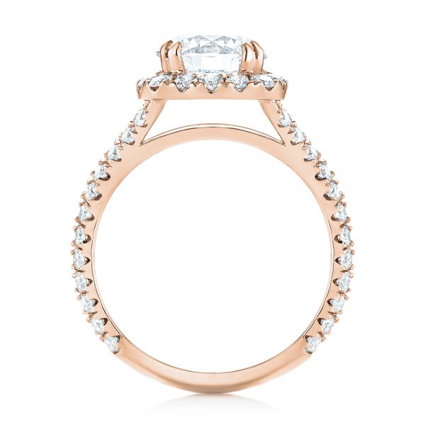 14k Rose Gold 14k Rose Gold Custom Diamond Halo Engagement Ring - Front View - 103357