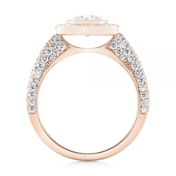 18k Rose Gold 18k Rose Gold Custom Diamond Halo Engagement Ring - Front View -  103394