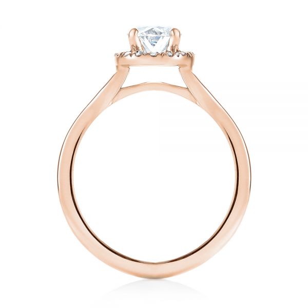 14k Rose Gold 14k Rose Gold Custom Diamond Halo Engagement Ring - Front View - 103413