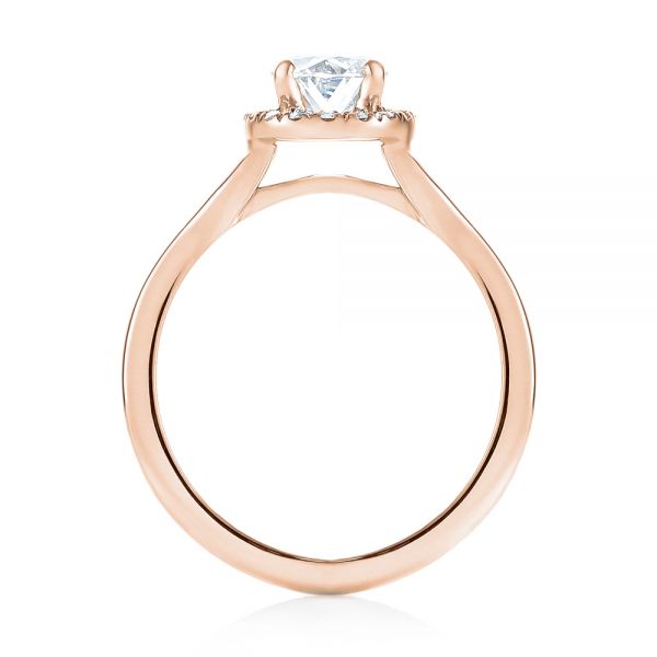 14k Rose Gold 14k Rose Gold Custom Diamond Halo Engagement Ring - Front View -  103413