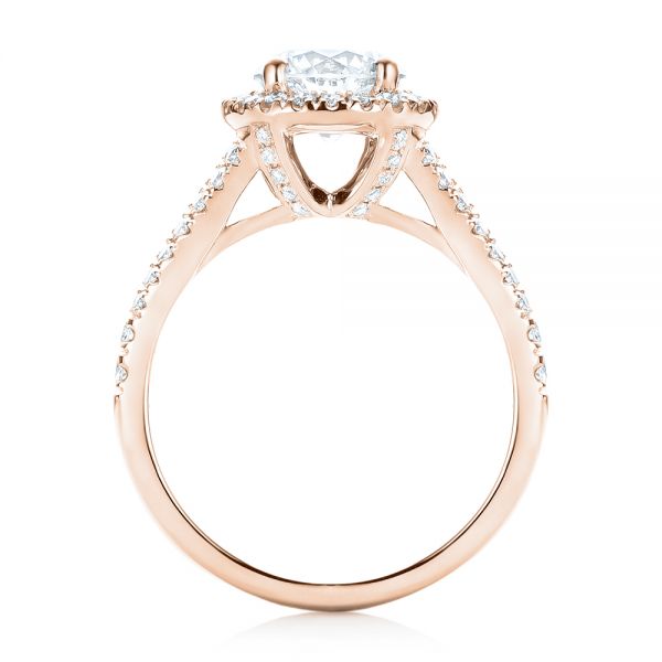 14k Rose Gold 14k Rose Gold Custom Diamond Halo Engagement Ring - Front View -  103427