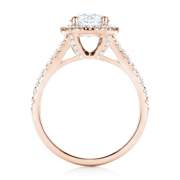 18k Rose Gold 18k Rose Gold Custom Diamond Halo Engagement Ring - Front View - 103427