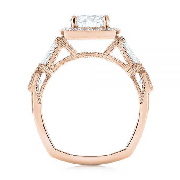 18k Rose Gold 18k Rose Gold Custom Diamond Halo Engagement Ring - Front View -  103436