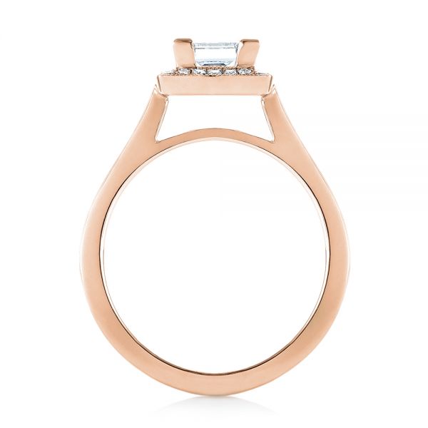18k Rose Gold 18k Rose Gold Custom Diamond Halo Engagement Ring - Front View -  103515