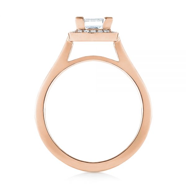 18k Rose Gold 18k Rose Gold Custom Diamond Halo Engagement Ring - Front View - 103515
