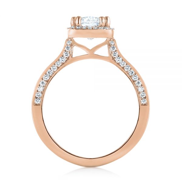 14k Rose Gold 14k Rose Gold Custom Diamond Halo Engagement Ring - Front View -  103535