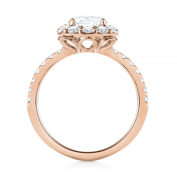 14k Rose Gold 14k Rose Gold Custom Diamond Halo Engagement Ring - Front View - 103588