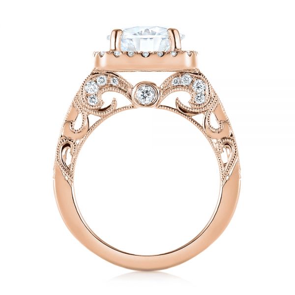 18k Rose Gold 18k Rose Gold Custom Diamond Halo Engagement Ring - Front View -  103595