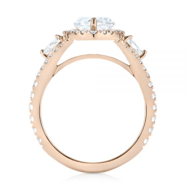 18k Rose Gold 18k Rose Gold Custom Diamond Halo Engagement Ring - Front View - 103632