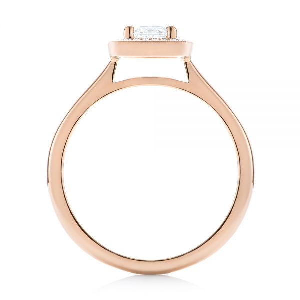 14k Rose Gold Custom Diamond Halo Engagement Ring - Front View -  103914